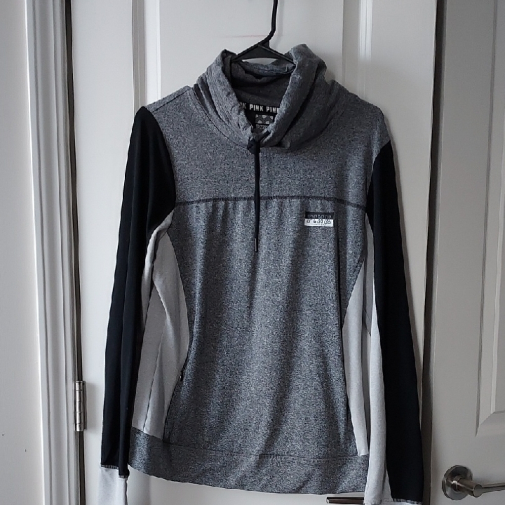 PINK Victoria's Secret Gray and Black Turtleneck Pullover Top Large